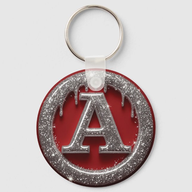 Porte-clés Chrome Drip Lettre A Monogramme Icône Paillettes (Recto)