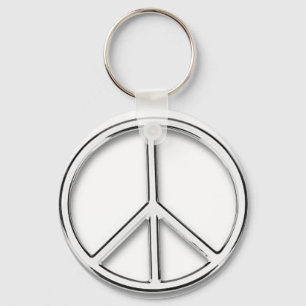 Porte-clés chrome peace sign keychain
