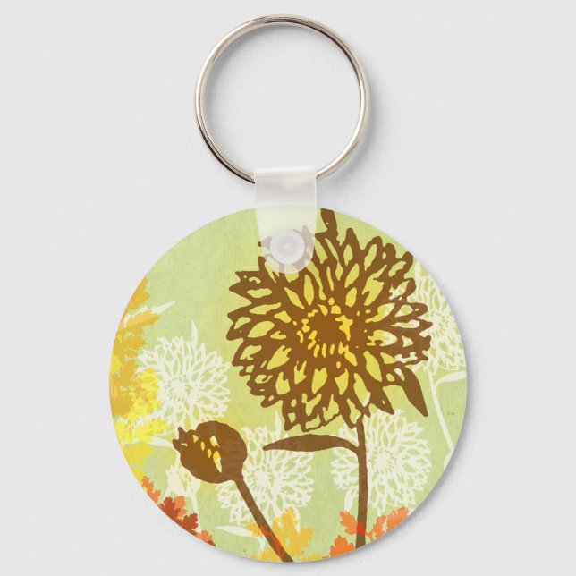 Porte-clés Chrysanthème graphique (Recto)