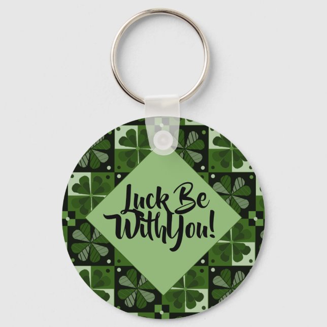 Porte-clés Chuck Be With You Shamrock Checkerboard Motif (Recto)
