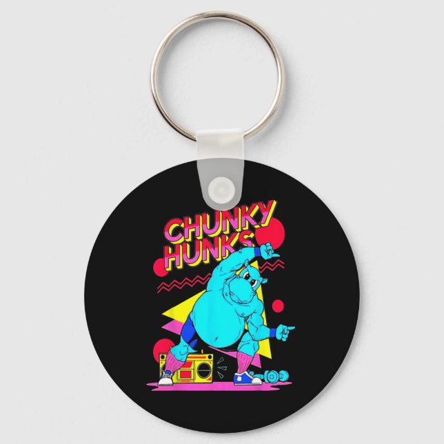 Porte-clés Chunky Hunks Gym Poids Bodybuilding Muscle (Recto)