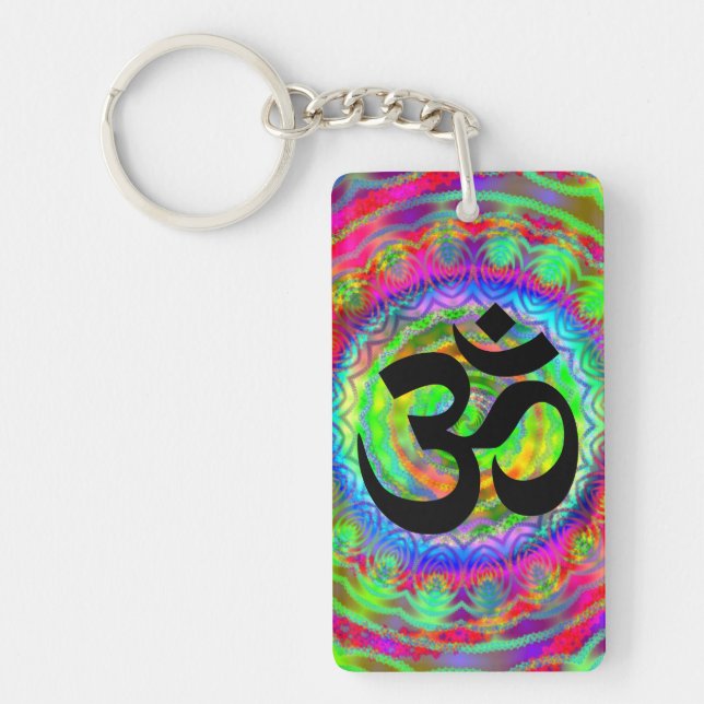 Porte-clés Cible Tie-dye avec symbole Om (Devant)