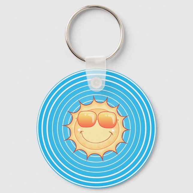 Porte-clés Ciel bleu Soleil souriant (Recto)