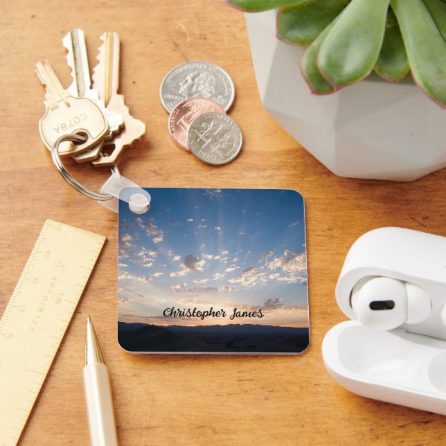 Porte-clés Ciel de coucher de soleil personnalisé (Bureau)