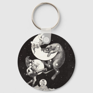 Porte-clés Ciel de Lune Univers Dieu Nuit Illustration
