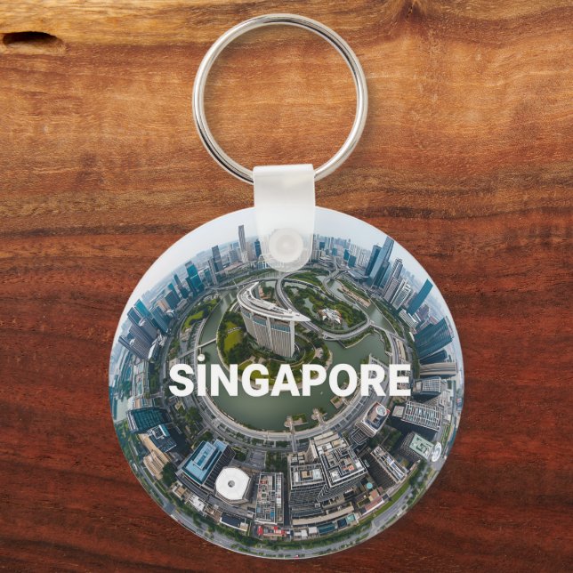Porte-clés Ciel de Singapour ville rétro (Recto)