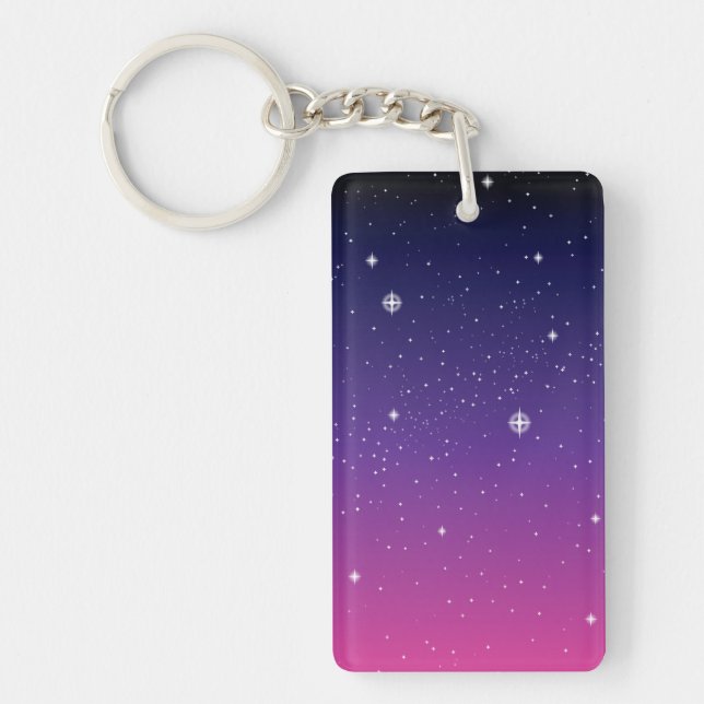 Porte-clés Ciel nocturne étoilé violet foncé (Devant)