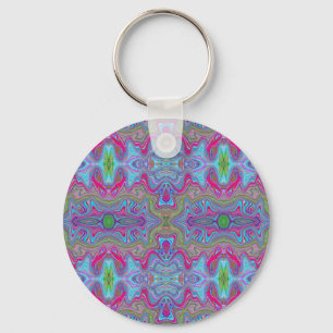 Porte-clés Ciel ondulé bleu motif multicolore trippy