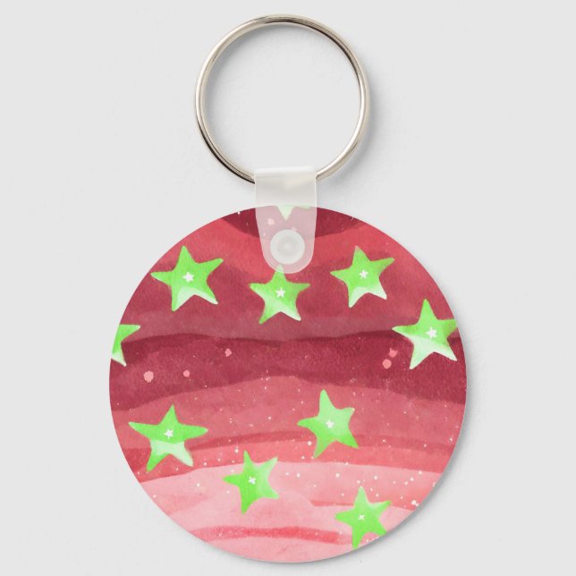Porte-clés ciel rouge avec étoiles (Recto)
