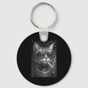 Porte-clés Cigarette Kitten Drôle Fumer Chat Mème Bra Stupide