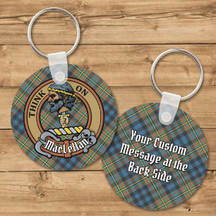 Porte-clés Cimier du clan MacLellan sur tartan ancien