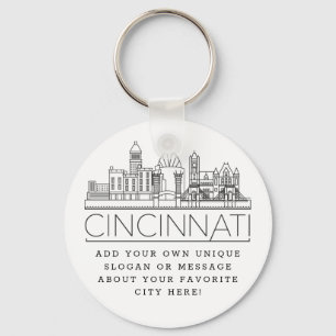 Porte-clés Cincinnati, Ohio Skyline stylisée Slogan person