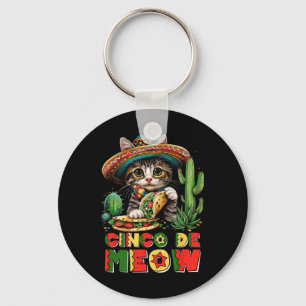 Porte-clés Cinco De Mayo Chat Mexicain Drôle Sombrero Poncho