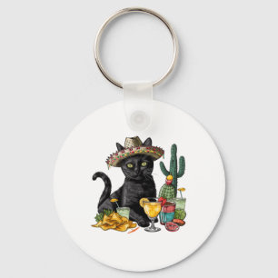 Porte-clés Cinco De Mayo Chat noir Cuisine mexicaine Chat noi