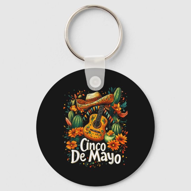 Porte-clés Cinco De Mayo - Funny Mexican Poncho Fiesta Party (Recto)