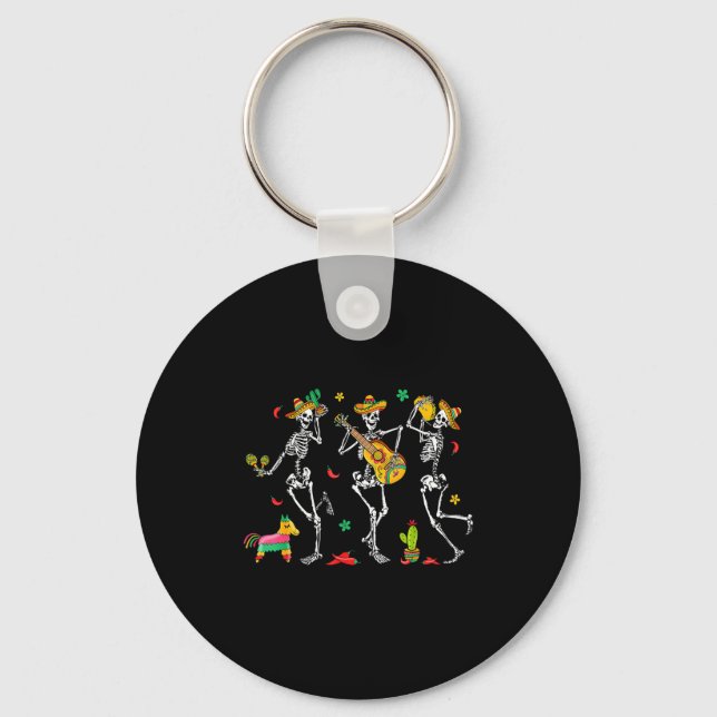 Porte-clés Cinco De Mayo Squelette Danse Chapeau Mexicain Fi (Recto)