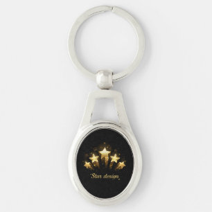 Porte-clés Cinq étoiles d'or en noir