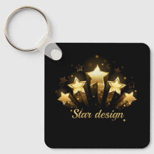 Porte-clés Cinq étoiles d'or en noir