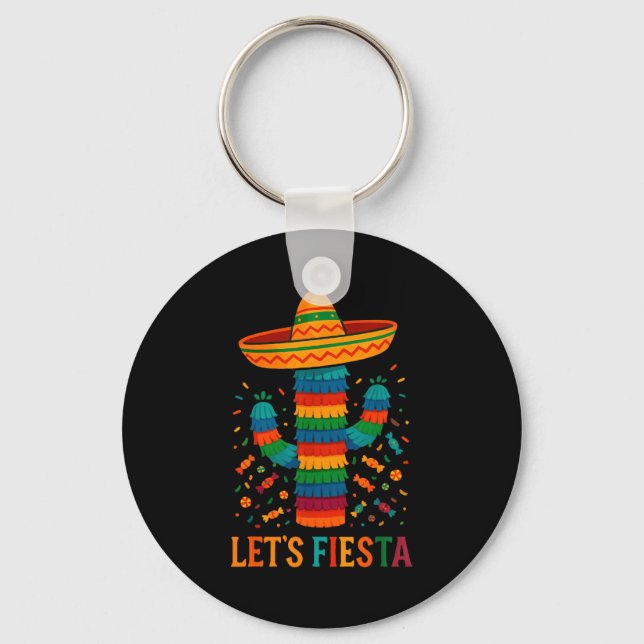 Porte-clés Cinq mai cactus mexicain drôle letsCinco (Recto)