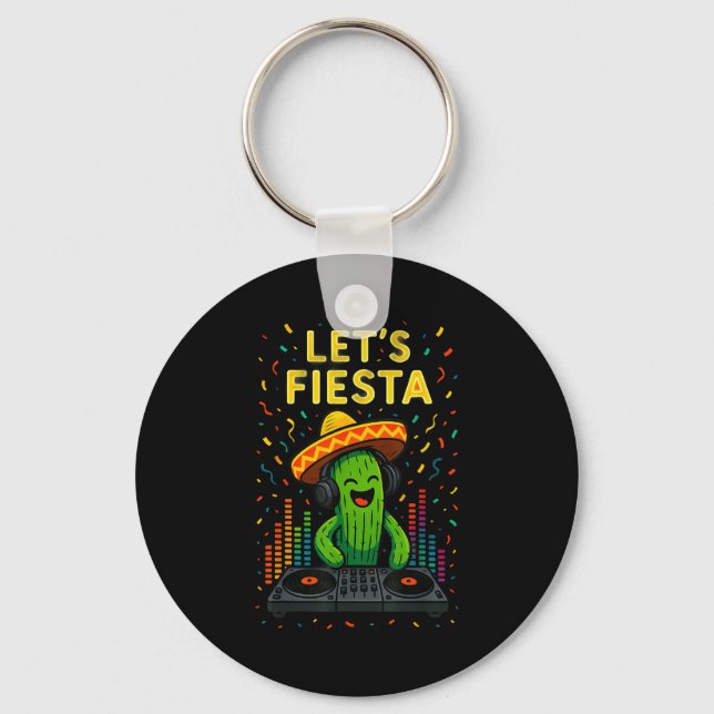Porte-clés Cinq mai fête mexicaine cactus drôle de letsCinco (Recto)