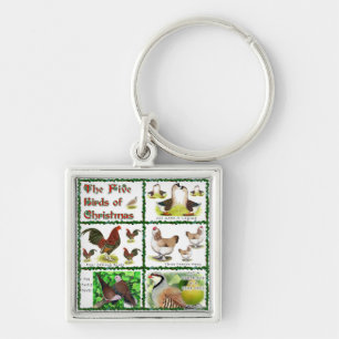Porte-clés Cinq oiseaux de Noël