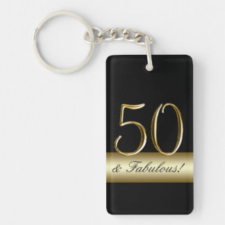 Porte-clés Cinquantième anniversaire d'or métallique noir
