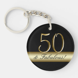 Porte-clés Cinquantième anniversaire d'or métallique noir
