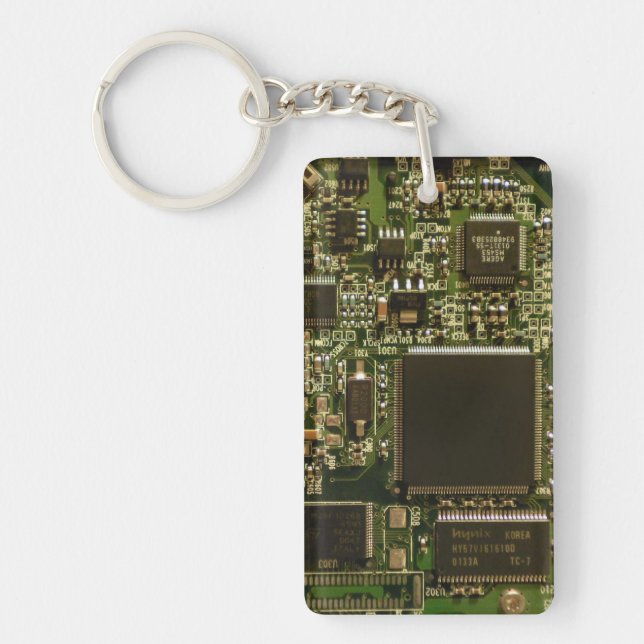 Porte-clés Circuit imprimé vert macro | Photo de PCB (Devant)