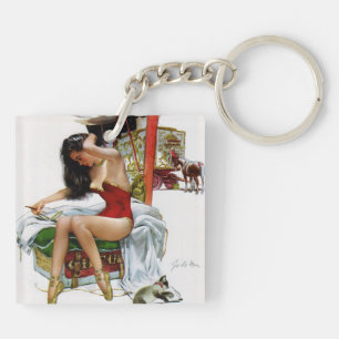 Porte-clés Cirque Beauté Art Vintage Noël Pin-up Girl