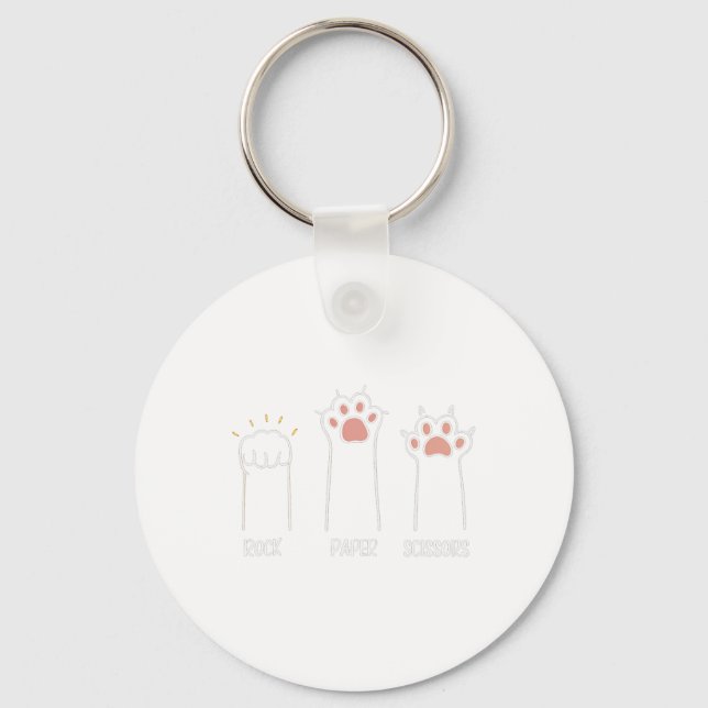 Porte-clés Ciseaux Papier Rocher Paw Cute Chat Animal Jeu (Recto)