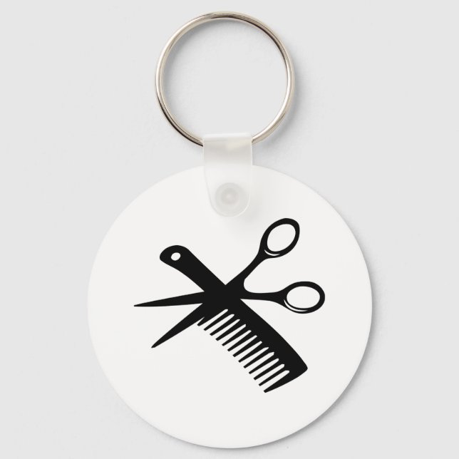 Porte-clés ciseaux peigne de coiffeur noir (Recto)