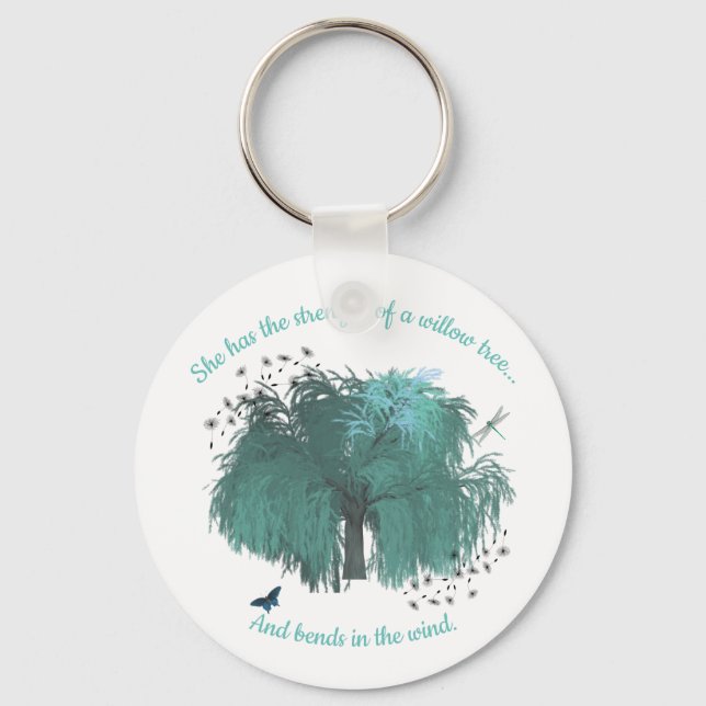 Porte-clés Citation Arbre de Saule de Force Inspirante (Recto)
