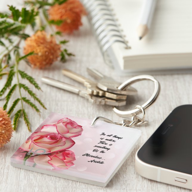 Porte-clés citation Chaîne Rose Rose/Blanche Arist (Devant Droit)