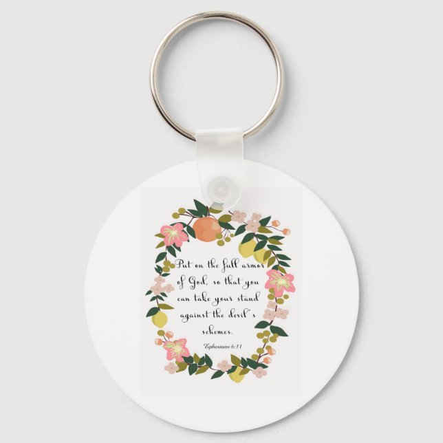 Porte-clés Citation chrétienne Art - Ephésiens 6:11 (Recto)