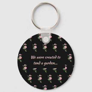 Porte-clés Citation chrétienne de fleur de rose rose Jardin