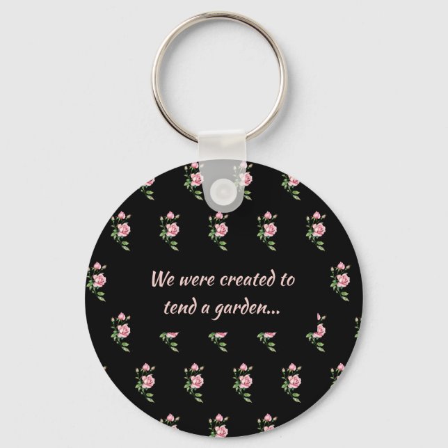 Porte-clés Citation chrétienne de fleur de rose rose Jardin (Recto)
