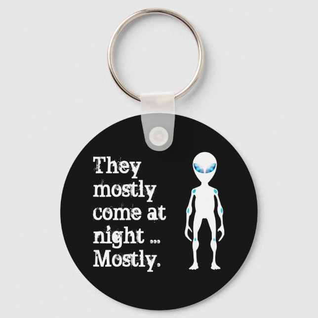 Porte-clés Citation d'alien noir blanc mignon (Recto)