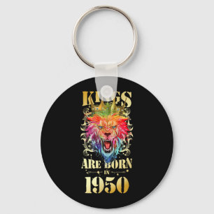 Porte-clés Citation d'anniversaire du roi couronne lion né en