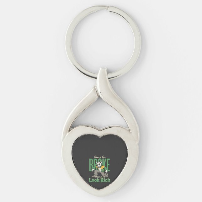 Porte-clés Citation d'argent de chien drôle goutte (Devant)