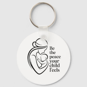 Porte-clés Citation d'art de ligne minimaliste Mère Bébé