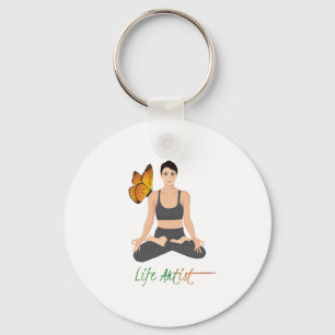 Porte-clés Citation d'artiste de vie moderne Fille Lotus Papi