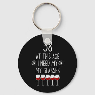 Porte-clés Citation de buveuse de vin pour femme de 38 ans J'