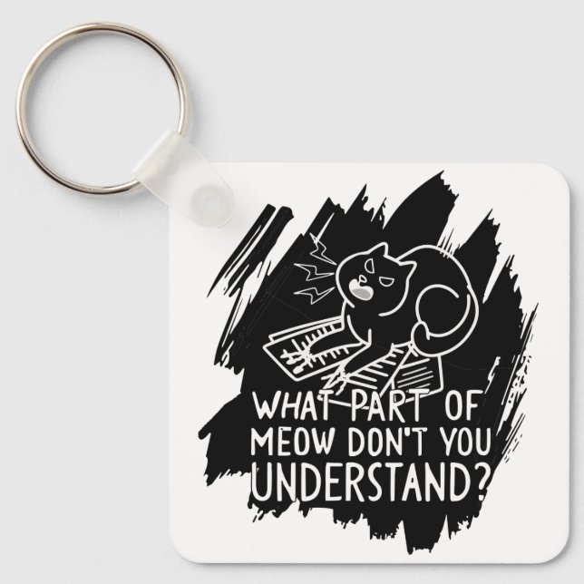 Porte-clés Citation de chat amusante Black Splash (Recto)