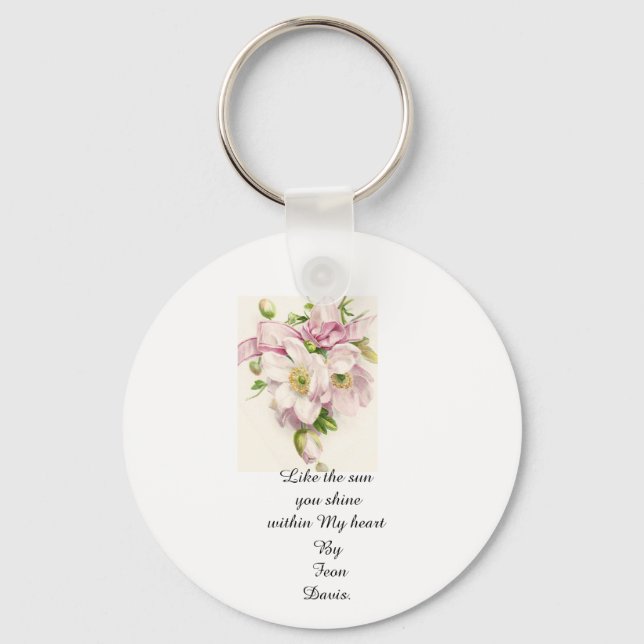 Porte-clés Citation de Feon Davis avec porte - clé de fleurs (Recto)