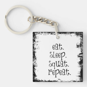 Porte-clés Citation De Fitness Gym : Manger, Dormir, Squat