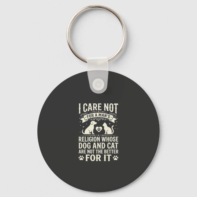 Porte-clés Citation de la religion du chien et du chat (Recto)