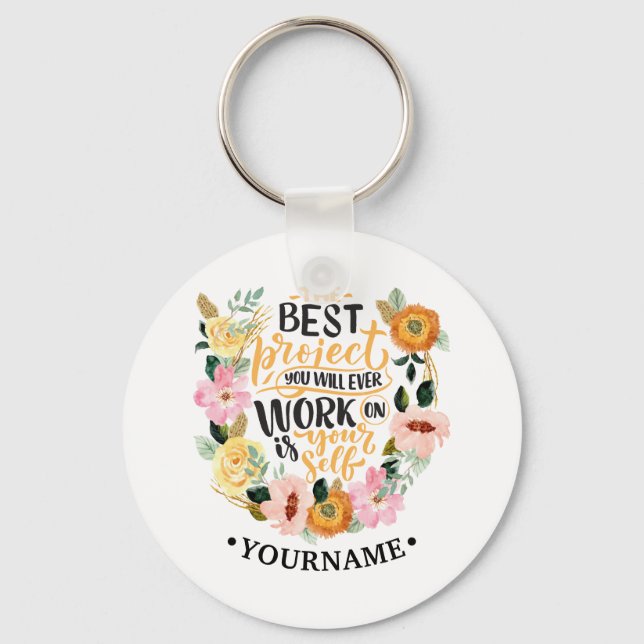 Porte-clés Citation de motivation de l'élégante inspiration f (Recto)