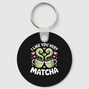 Porte-clés Citation de thé matcha Thé vert Pun Je t'aime beau