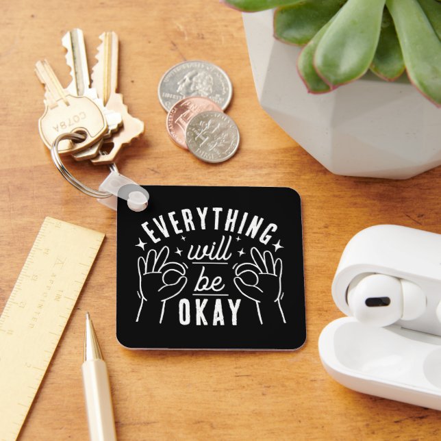 Porte-clés Citation de typographie inspirante noir et blanc (Bureau)