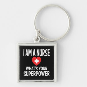 Porte-clés Citation d'infirmière drôle Noir - LPN, RN, soins